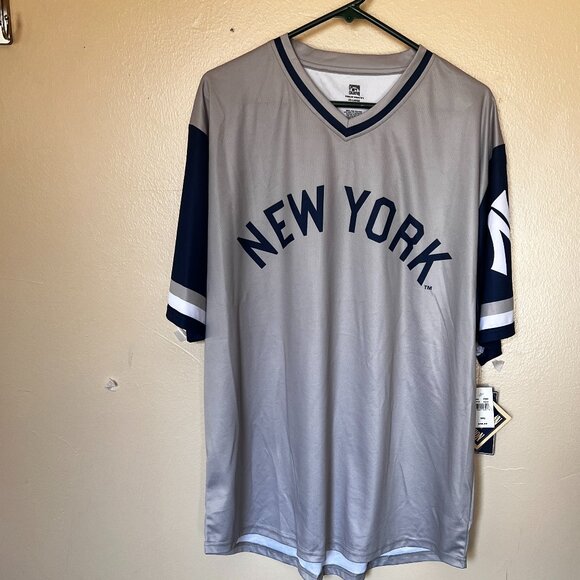 Cooperstown Collection Jersey Shirt N.Y. Baseball Men's Size 2XL Gray/Blue - Picture 2 of 5